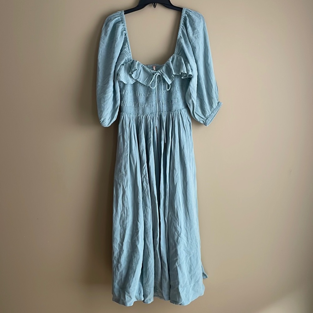 Free People Light Blue Bohemian Dress Size M